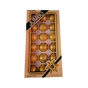 Pyramid Vintage Gold Mercury Glass Christmas ball Ornament Set 18 w/ Box USA